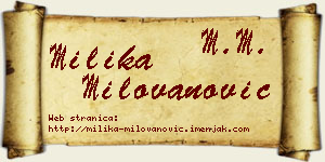Milika Milovanović vizit kartica